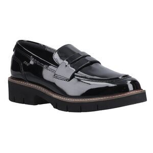 POD Womens/Ladies Kaltin Leather Loafers / Black